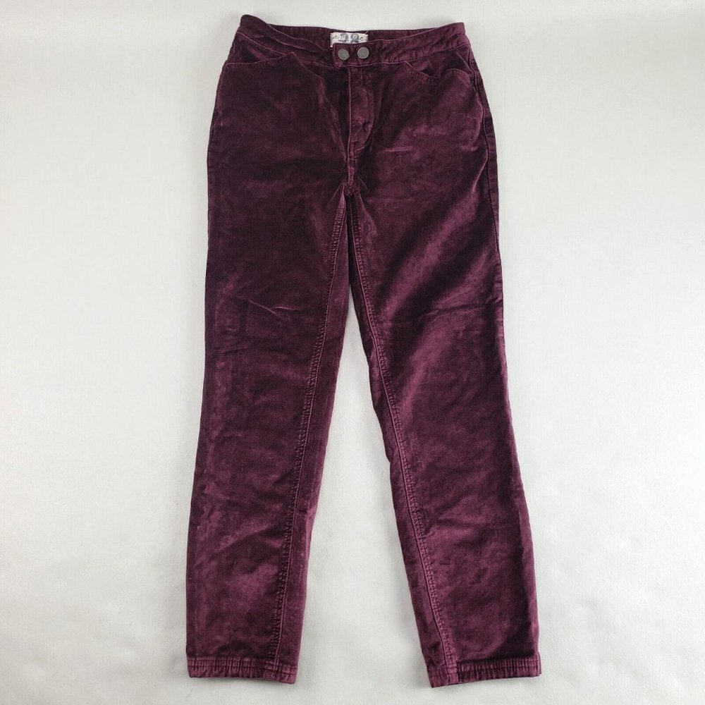 We The Free Velvet Pants Womens 28 Regular Burgundy Red Sweet Jane Skinny Jeans